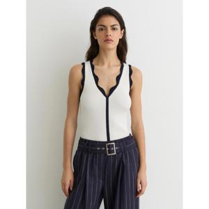 REISS Freya Scallop-Trim Rib-Knit Vest